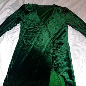 Green velvet dress